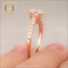 Load image into Gallery viewer, Round Cut Colorless 1.57Ct Moissanite Engagement Ring, 14K Gold Moissanite Solitaire Ring, Moissanite Wedding Ring, Channel Setting Ring
