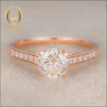 Load image into Gallery viewer, Round Cut Colorless 1.57Ct Moissanite Engagement Ring, 14K Gold Moissanite Solitaire Ring, Moissanite Wedding Ring, Channel Setting Ring
