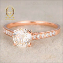 Load image into Gallery viewer, Round Cut Colorless 1.57Ct Moissanite Engagement Ring, 14K Gold Moissanite Solitaire Ring, Moissanite Wedding Ring, Channel Setting Ring

