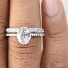 Load image into Gallery viewer, 3.98CTW Oval Wedding Bridal Ring, Oval Moissanite Engagement Ring Set, Hidden Halo Ring Set, Ring for Women, Propose Ring, Matching Band
