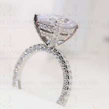 Load image into Gallery viewer, Colorless Forever 10mm Cushion Engagement Ring 4.80Ct Solid 18Kt White Gold,1.12ct Pave Accented Moissanite Engagement Ring,Custom Made Ring
