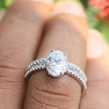Load image into Gallery viewer, 3.98CTW Oval Wedding Bridal Ring, Oval Moissanite Engagement Ring Set, Hidden Halo Ring Set, Ring for Women, Propose Ring, Matching Band
