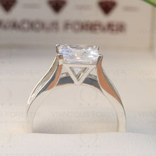 Load image into Gallery viewer, 2.23Ct Princess EF Colorless Moissanite Engagement Ring with 0.78Ct Princess Moissanite On Shank, Gold Split Shank Solitaire Wedding Ring
