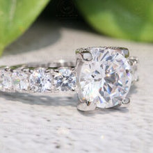 Load image into Gallery viewer, 3.21Ct Round Cut Colorless Moissanite Engagement Ring with 2.67Ct Accented Moissanite Unique Ring, 14K Solid Gold Ring, Ring For Women Gift
