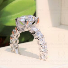 Load image into Gallery viewer, 3.21Ct Round Cut Colorless Moissanite Engagement Ring with 2.67Ct Accented Moissanite Unique Ring, 14K Solid Gold Ring, Ring For Women Gift
