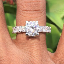 Load image into Gallery viewer, 3.21Ct Round Cut Colorless Moissanite Engagement Ring with 2.67Ct Accented Moissanite Unique Ring, 14K Solid Gold Ring, Ring For Women Gift
