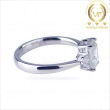 Load image into Gallery viewer, 9x7mm Emerald Cut Three Stone Forever One Moissanite Engagement Ring 0.50ct Trillion Cut on Side,Wedding Ring,Promise Ring,Art Deco Ring, Real Lab Diamond Ring
