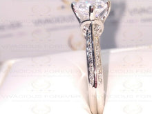 Load image into Gallery viewer, Round Cut Sparkle Forever One EF Color 1.78ct Moissanite Ring Pave Assented With .23ct Genuine Moissanite 18K white gold Custom Made Ring
