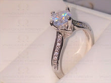 Load image into Gallery viewer, Round Cut Sparkle Forever One EF Color 1.78ct Moissanite Ring Pave Assented With .23ct Genuine Moissanite 18K white gold Custom Made Ring
