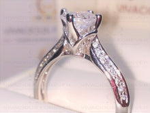Load image into Gallery viewer, Round Cut Sparkle Forever One EF Color 1.78ct Moissanite Ring Pave Assented With .23ct Genuine Moissanite 18K white gold Custom Made Ring

