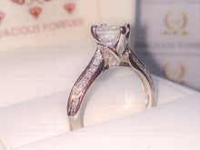 Load image into Gallery viewer, Round Cut Sparkle Forever One EF Color 1.78ct Moissanite Ring Pave Assented With .23ct Genuine Moissanite 18K white gold Custom Made Ring
