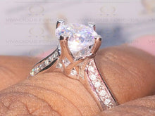 Load image into Gallery viewer, Round Cut Sparkle Forever One EF Color 1.78ct Moissanite Ring Pave Assented With .23ct Genuine Moissanite 18K white gold Custom Made Ring
