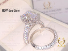 Load image into Gallery viewer, 3.78Ct Emerald Cut Colorless Moissanite Ring, 1.56Ct Moissanite On Band,Hidden Halo Ring,Engagement Ring Set, Wedding Ring Set, Bridal Sets
